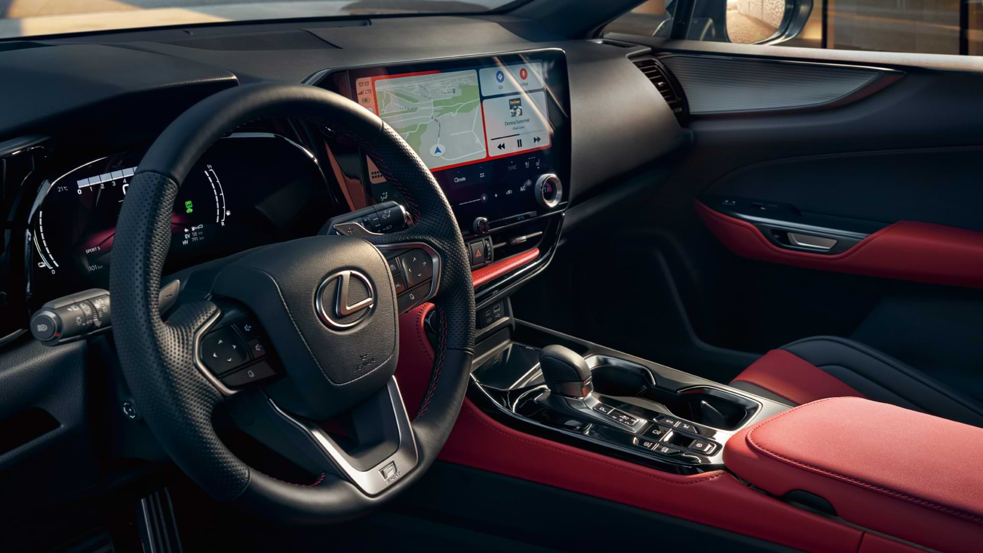 The red leather F Sport Interior of the NX.